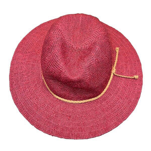 Reine Red Boucle Braided Band Floppy Hat OS Sun Summer Women's Style MAF185127